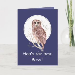 Funny Best Boss? Thank You Wise Owl Humour art Card