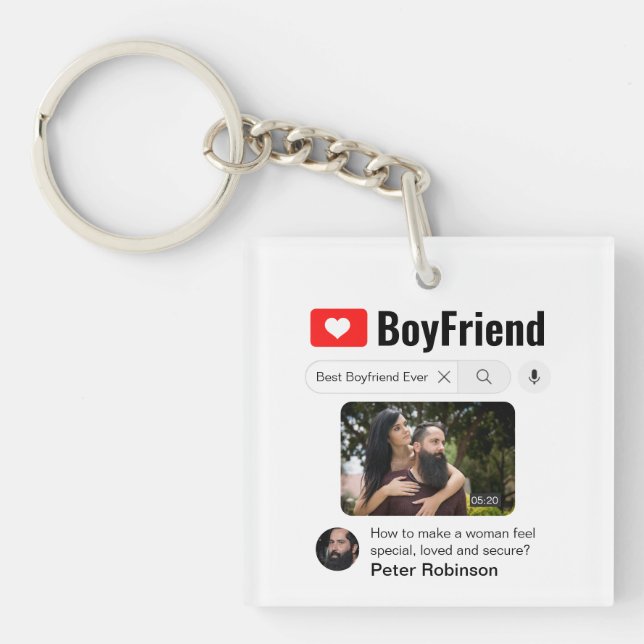 Funny Best Boyfriend Ever Search Result Key Ring (Front)
