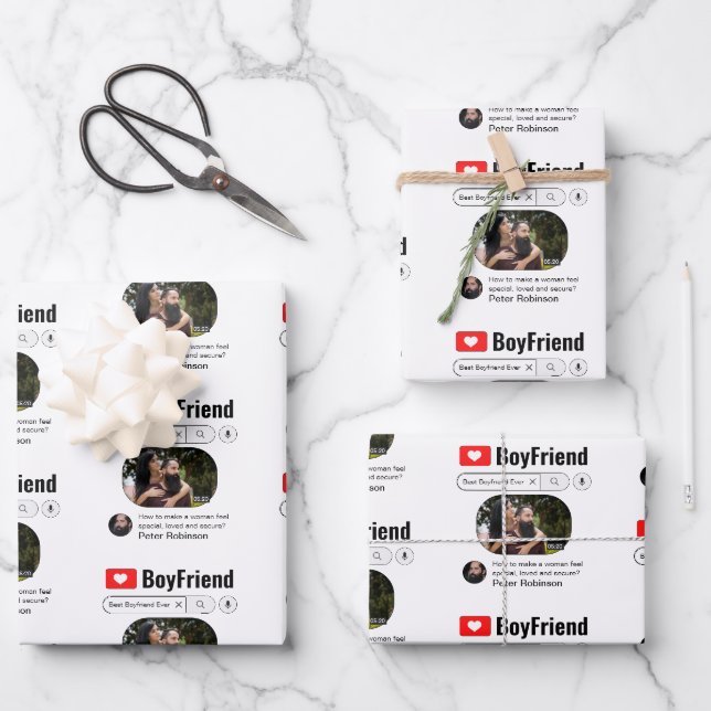 Funny Best Boyfriend Ever Search Result Wrapping Paper Sheet (Front)