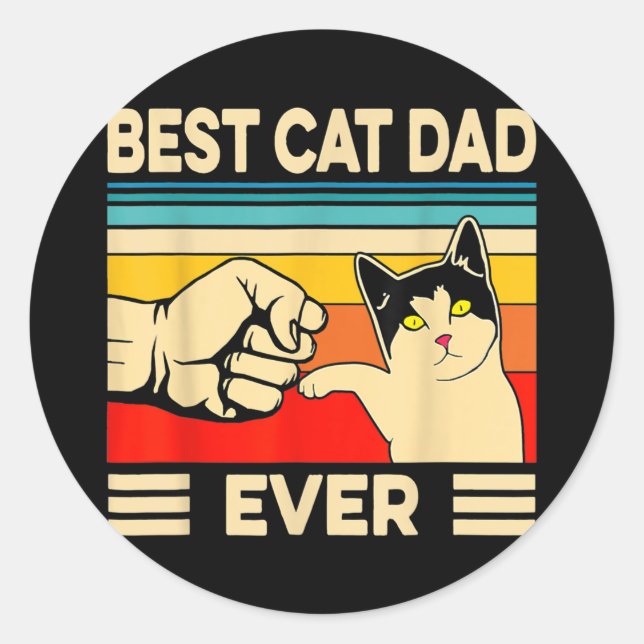 Funny Best Cat Dad Ever Cat Daddy Father Day Gift Classic Round Sticker (Front)