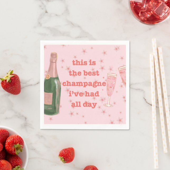 Funny Best Champagne Bottle Stars Paper Napkin (Insitu)