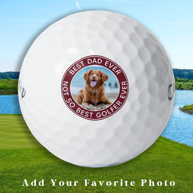 Funny Best Dad Ever Customised Cute Pet Dog Photo Golf Balls (Creator Uploaded)