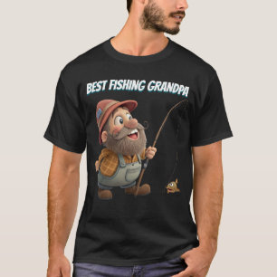 Funny Best Fishing Grandpa Cartoon Character Gift T-Shirt
