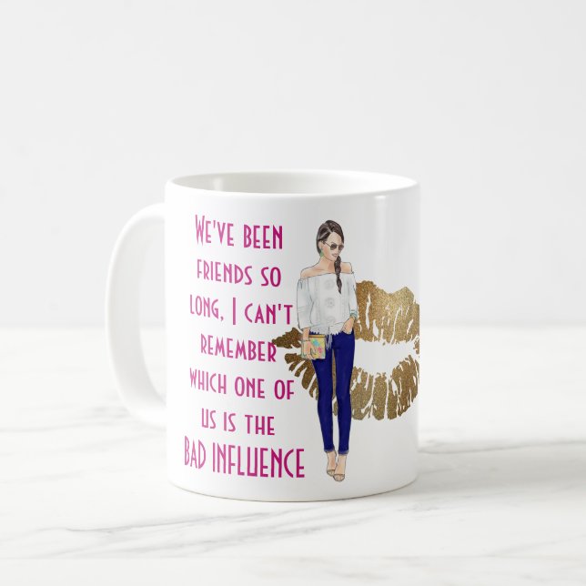 Funny Best Friend BAD INFLUENCE Caricature Gift Coffee Mug (Front Left)