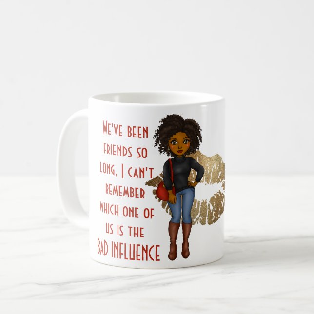 Funny Best Friend BAD INFLUENCE Caricature Gift Coffee Mug (Front Left)