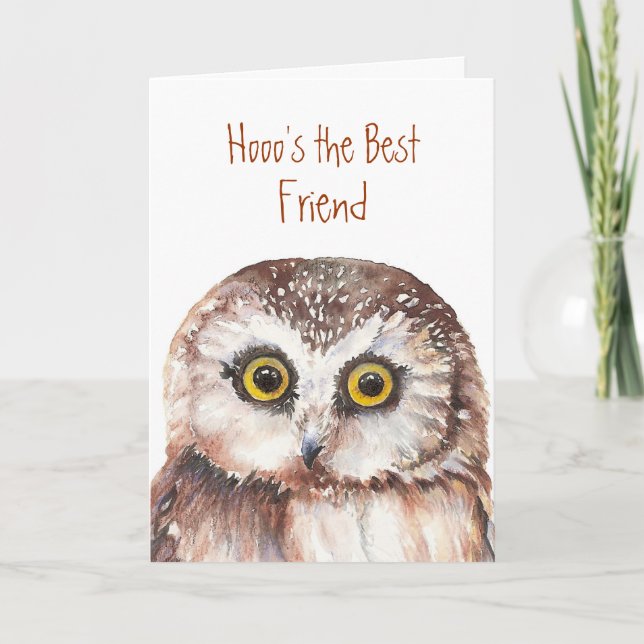 Funny Best Friend? Birthday Wise Owl Humour Card (Front)