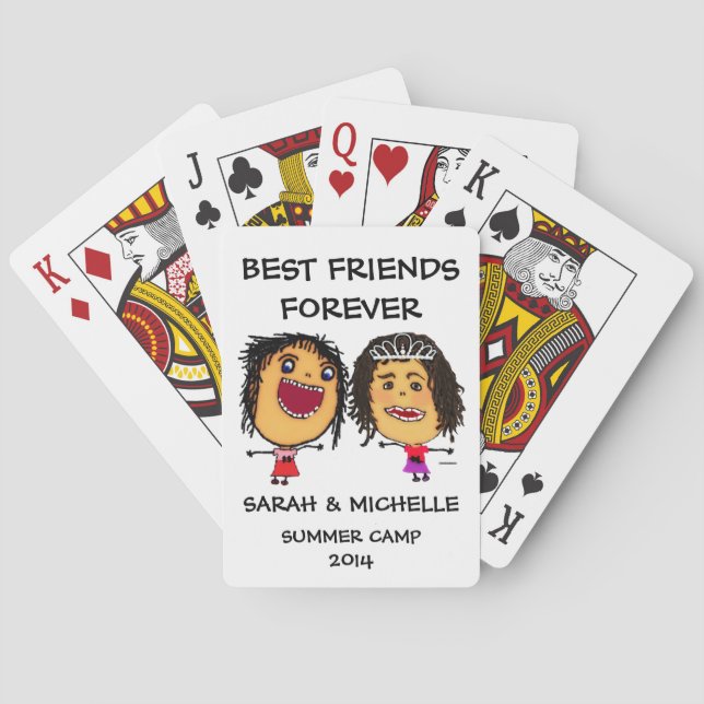 Funny Best Friends Cartoon Playing Cards (Back)
