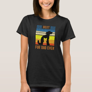 Funny Best Fur Dad Ever Vintage Retro Dog and Cat T-Shirt