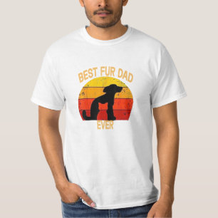 Funny Best Fur Dad Ever Vintage Retro Dog Cat T-Shirt