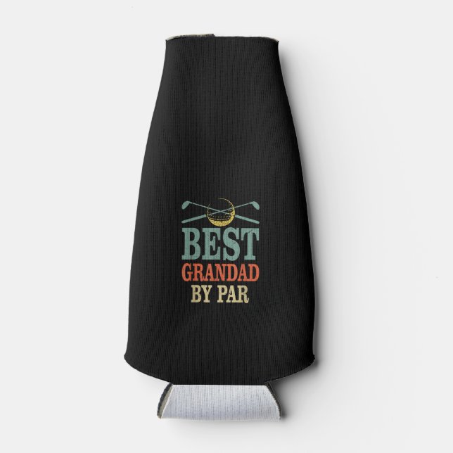 Funny Best Grandad By Par Fathers Day Golf Gift Bottle Cooler (Front)