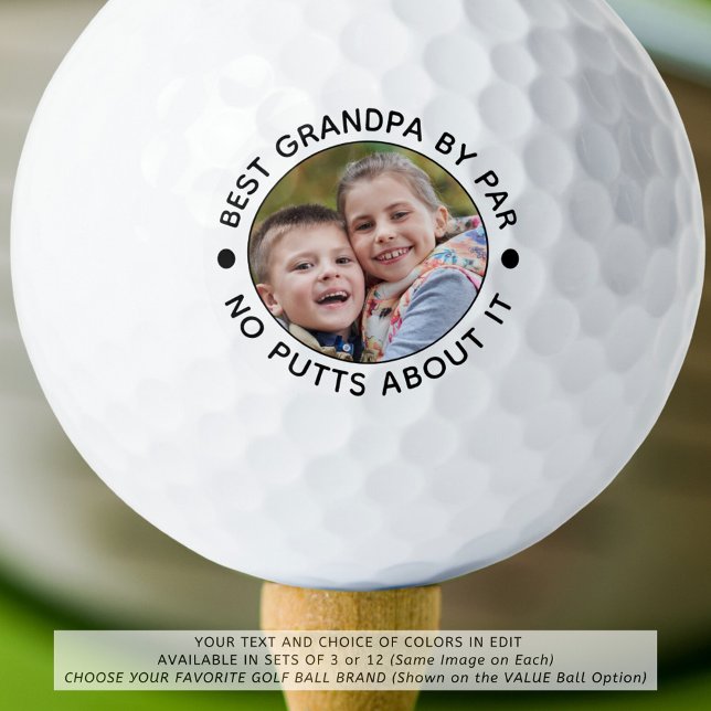 Funny BEST GRANDPA BY PAR Photo Custom Colours Golf Balls (Creator Uploaded)