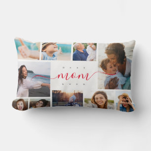 Funny Best Mum Ever Mother's Day 10 Photo Template Lumbar Cushion