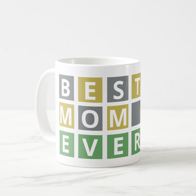 Funny Best Mum Ever - Wordle Mum Coffee Mug (Front Left)