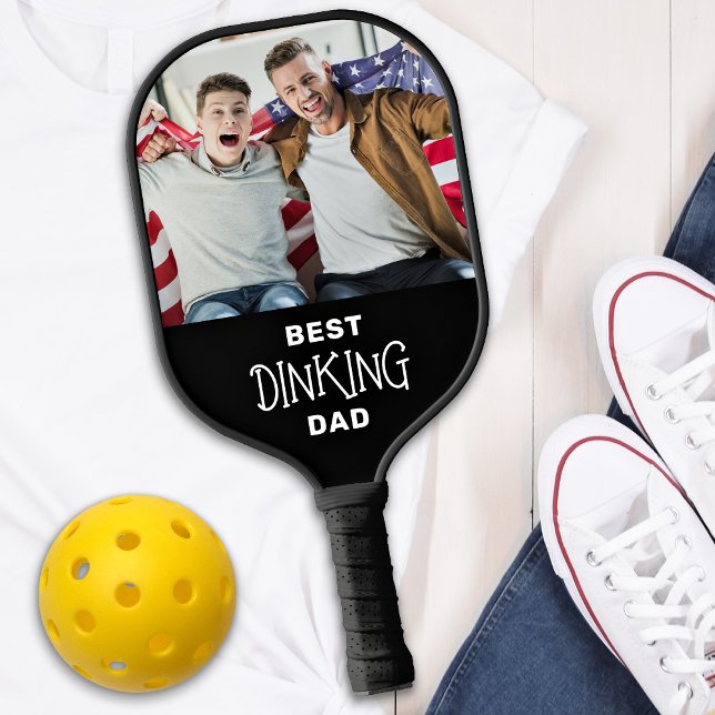 Funny Best Pickleball Dad Personalised 2 Photo Pickleball Paddle (Creator Uploaded)