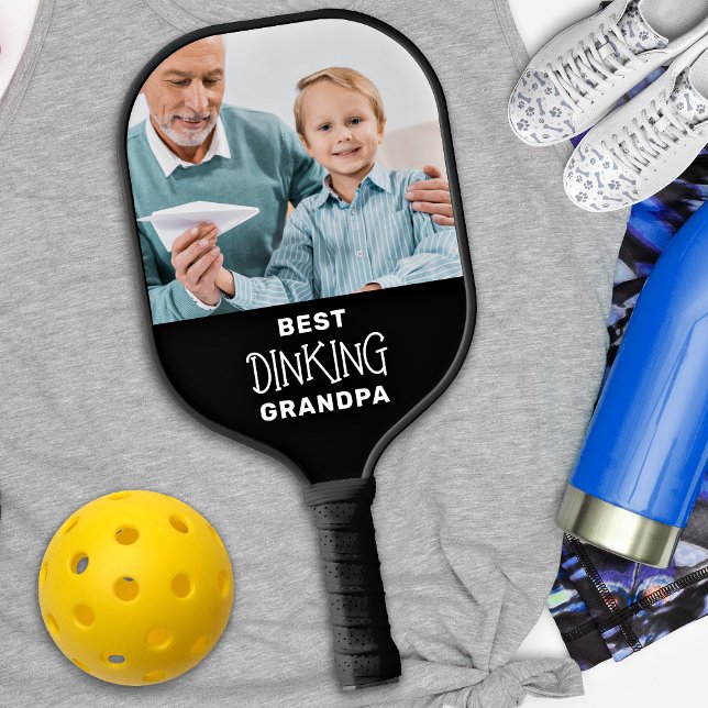 Funny Best Pickleball Grandpa Personalised 2 Photo Pickleball Paddle (Creator Uploaded)