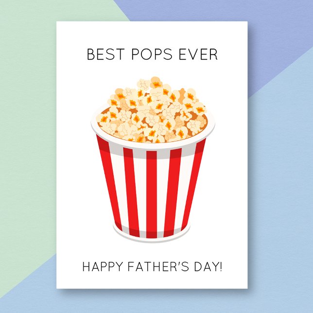 Funny Best Pops Popcorn Pun Father's Day Card (Creator Uploaded)