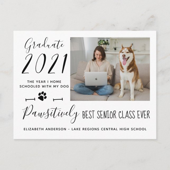 Funny Best Senior Class of 2021 Photo Graduation Invitation Postcard (Front)