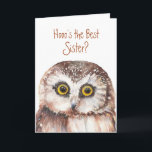Funny Best Sister? Birthday Wise Owl Humour Card<br><div class="desc">Hooo's the best Sister? Birthday    You are and thank you</div>