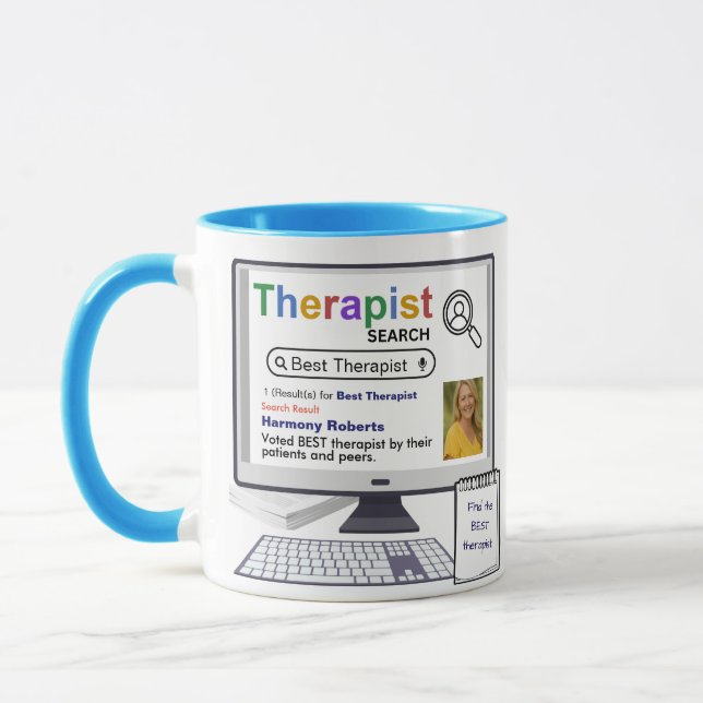 Funny Best Therapist Search Result With Photo Mug (Left)