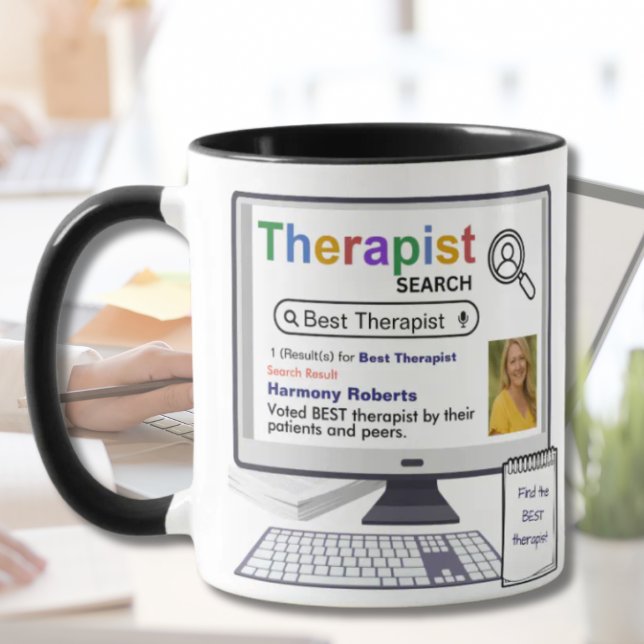 Funny Best Therapist Search Result With Photo Mug (Creator Uploaded)