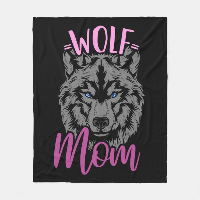 Funny Best Wolf Mum Ever Gifts Fleece Blanket (Front)