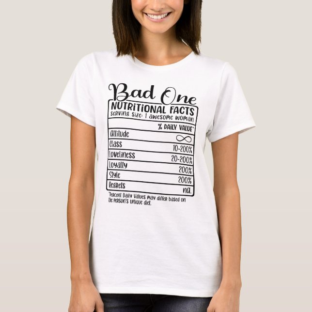 Funny Besties Trip/Bad One Nutritional Facts T-Shirt (Front)