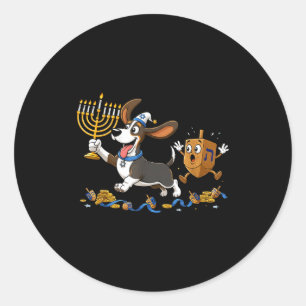 Funny Bet Hound Dreidel Menorah Hanukkah Kids Wome Classic Round Sticker
