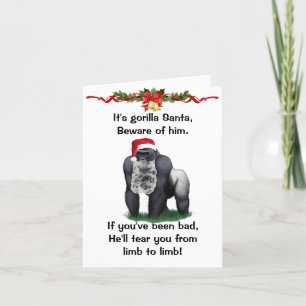 Funny Beware of Gorilla Santa Christmas Card