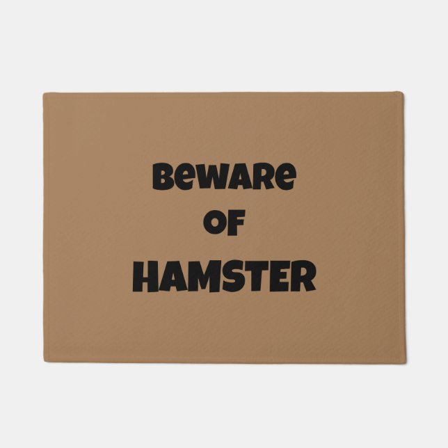 Funny "Beware of Hamster" Modern Typography Doormat (Front)