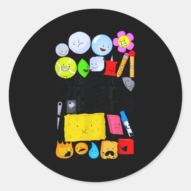 Funny Bfdi-battle For Dream-island Kids Graphic Bo Classic Round Sticker (Front)