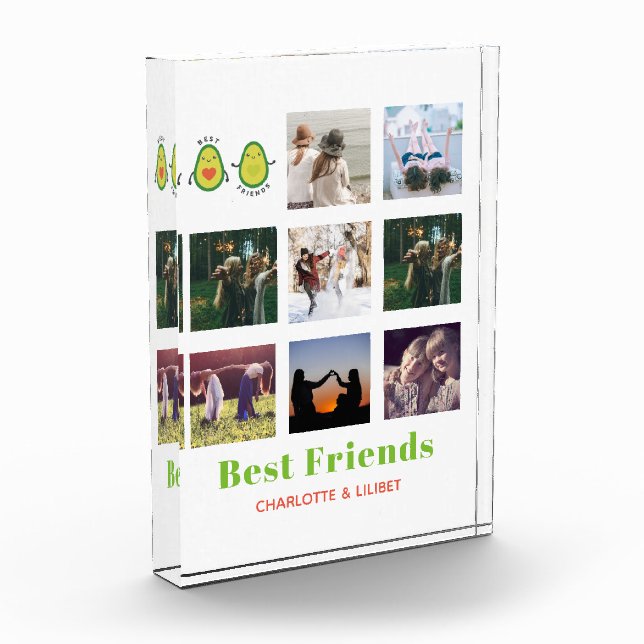 Funny BFF PHOTO COLLAGE Gift Personalised AVOCADO Block (Left)