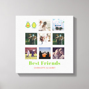 Funny BFF PHOTO COLLAGE Gift Personalised AVOCADO Canvas Print