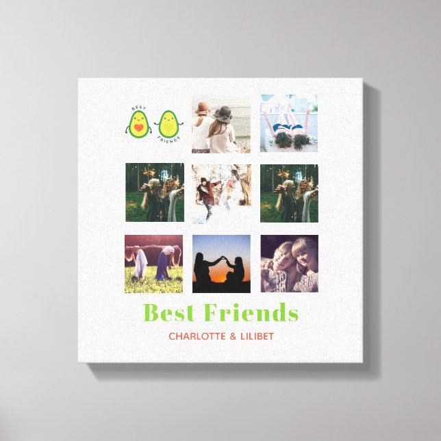 Funny BFF PHOTO COLLAGE Gift Personalised AVOCADO Canvas Print (Front)