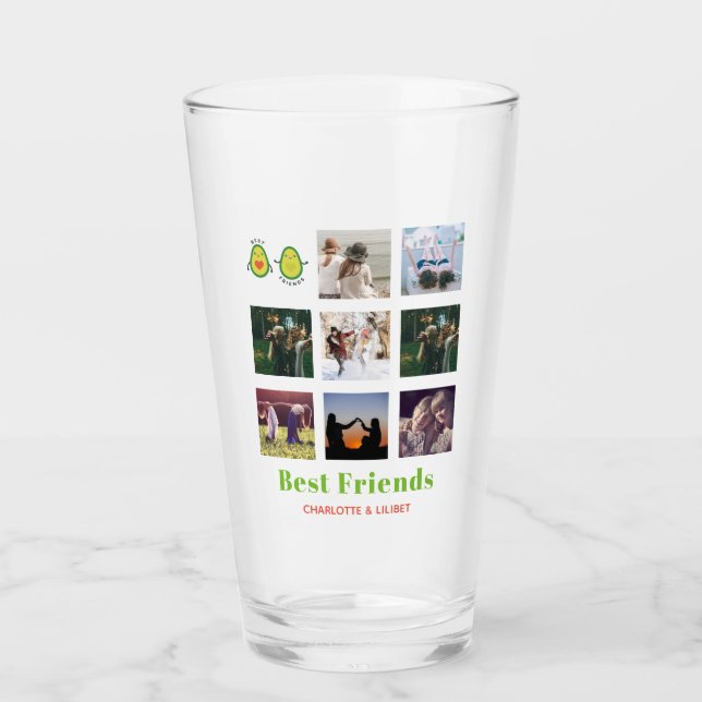 Funny BFF PHOTO COLLAGE Gift Personalised AVOCADO Glass (Front)
