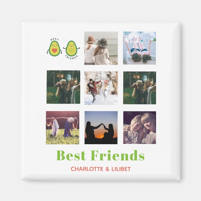 Funny BFF PHOTO COLLAGE Gift Personalised AVOCADO Magnet (Front)