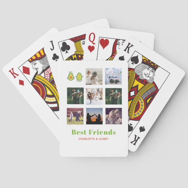 Funny BFF PHOTO COLLAGE Gift Personalised AVOCADO Playing Cards (Back)