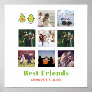 Funny BFF PHOTO COLLAGE Gift Personalised AVOCADO Poster