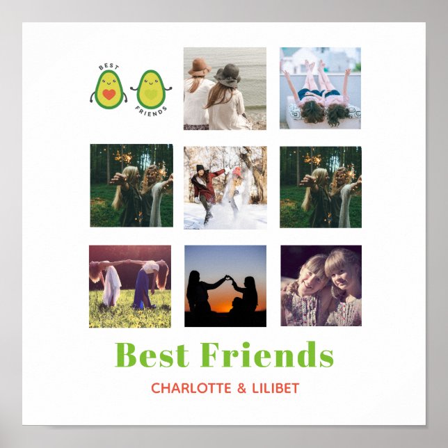 Funny BFF PHOTO COLLAGE Gift Personalised AVOCADO Poster (Front)