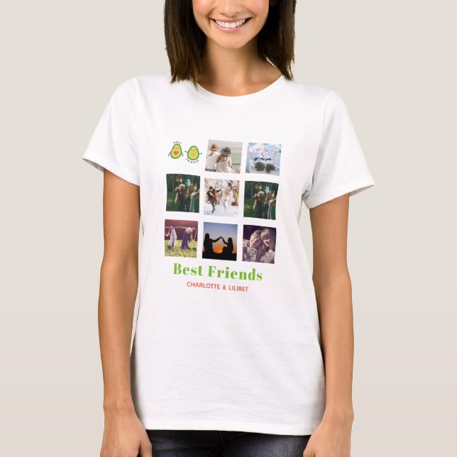 Funny BFF PHOTO COLLAGE Gift Personalised AVOCADO T-Shirt (Front)