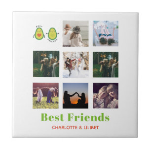 Funny BFF PHOTO COLLAGE Gift Personalised AVOCADO Tile