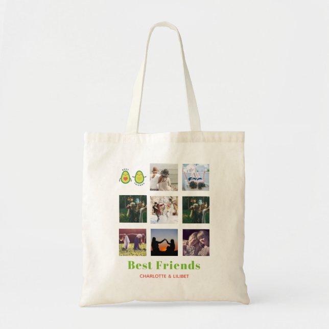 Funny BFF PHOTO COLLAGE Gift Personalised AVOCADO Tote Bag (Front)