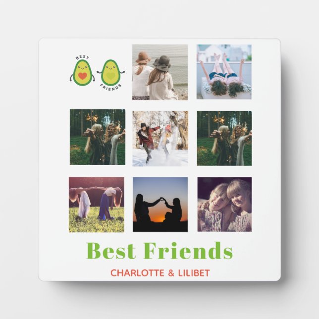 Funny BFF PHOTO COLLAGE Gift Personalized AVOCADO Plaque (Front)