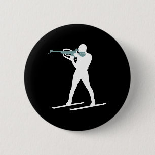 Funny Biathlon Biathlete Shooting Skiing Target Sp 6 Cm Round Badge