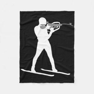 Funny Biathlon Biathlete Shooting Skiing Target Sp Fleece Blanket