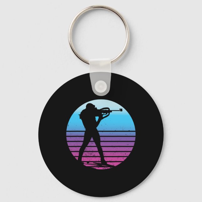 Funny Biathlon Winter Ski Skiing Fun Lovers 2  Key Ring (Front)