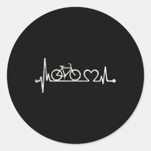 Funny Bicycle Cycling Heartbeat Classic Round Sticker