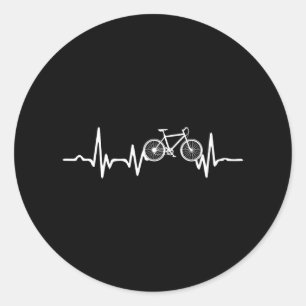 Funny Bicycle Heartbeat Cycling Cyclist Classic Round Sticker