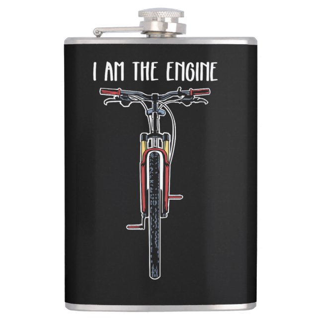 Funny Bicycle I Am The Engine Hip Flask (Front)