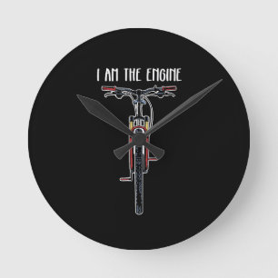 Funny Bicycle I Am The Engine Round Clock
