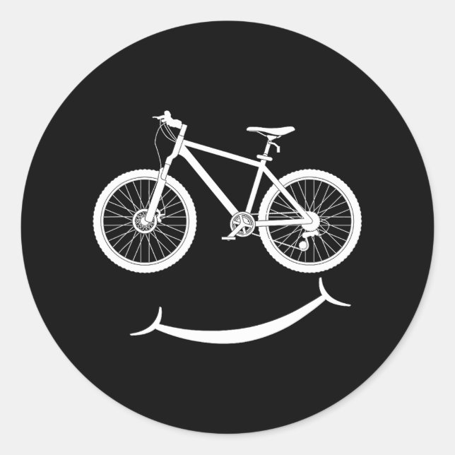 Funny Bicycle Smile Bike Smiling Face Biker Classic Round Sticker (Front)